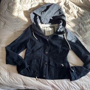 Navy Blue Women's Hooded Jacket